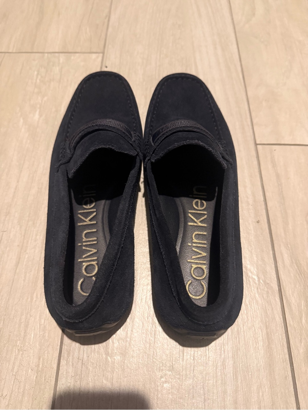 Calvin Klein Men's Navy Suede Penny Loafers - Picture 3 of 4